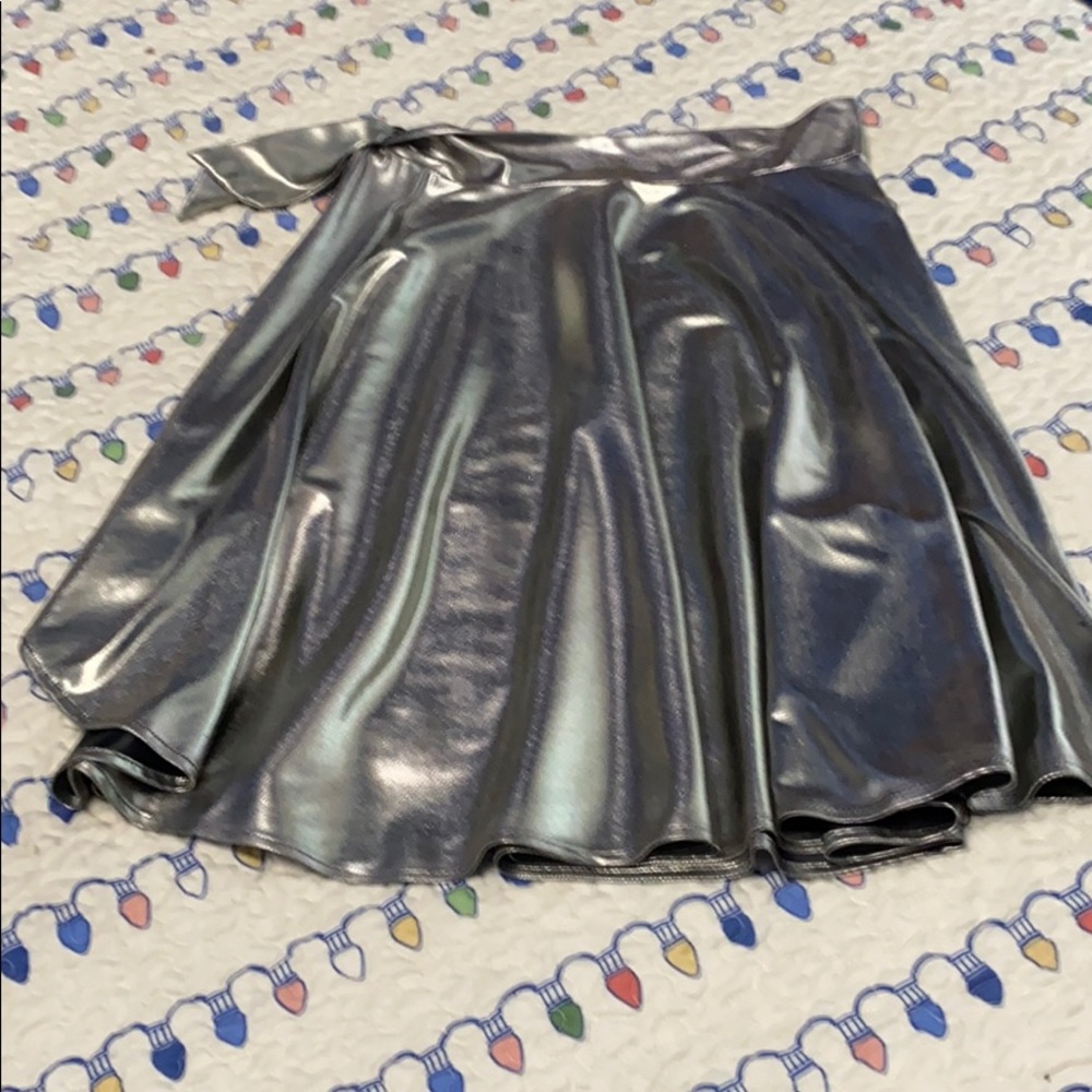 Silver mini wrap around skirt